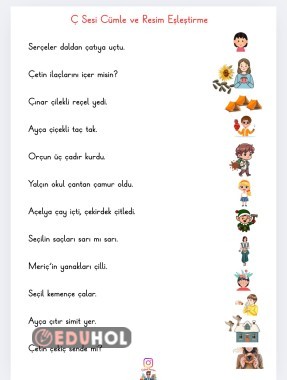 Ç Harfi Görse Ve Cümle Eşleştirme