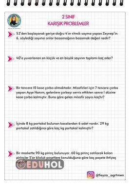 2. SINIF KARMA PROBLEMLER (ÇÖZÜMLÜ)