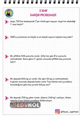 3. SINIF KARMA PROBLEMLER (ÇÖZÜMLÜ)