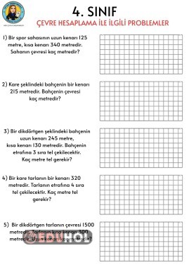 4. SINIF ÇEVRE HESAPLAMA PROBLEMLERİ