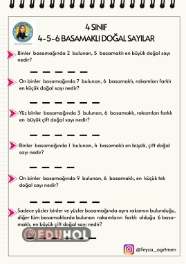 4, 5 ,6 BASAMAKLI DOĞAL SAYILAR