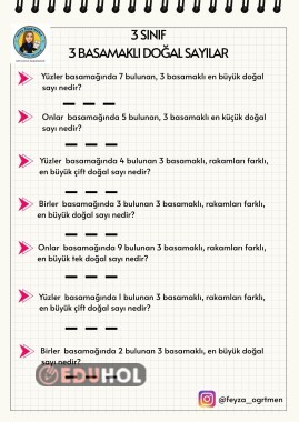 ÜÇ BASAMAKLI DOĞAL SAYILAR