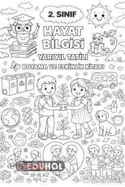 2. Sınıf yarıyıl tatili için Hayat bilgisi etkinlik ve boyama kitabı