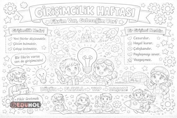 Girişimcilik Haftası Pano Boyamalık 3×2 6 A4 1cm kesme payı