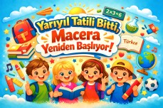 Yarıyıl tatili dönüşü için dijital pano çalışması