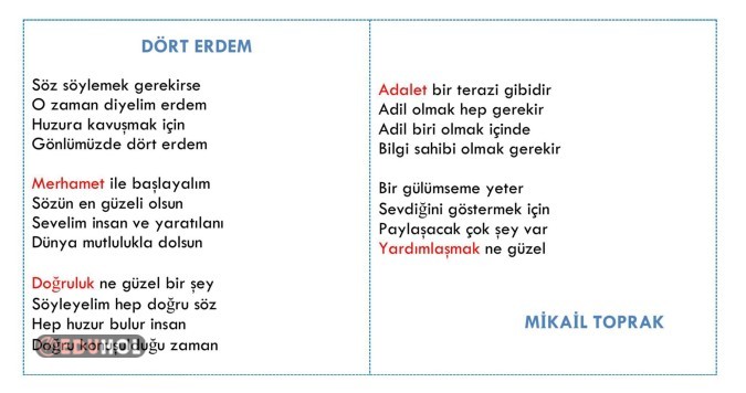 Dört Erdem Değerler Eğitimi