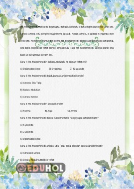 Okuduğunu Anlama Hz Muhammed