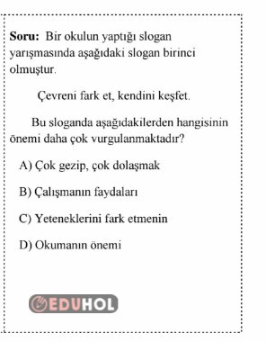 Türkçe Okuduğunu Anlama Test