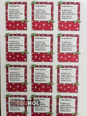 Kırmızı Beyaz Benekli Karne Görüş Kartı