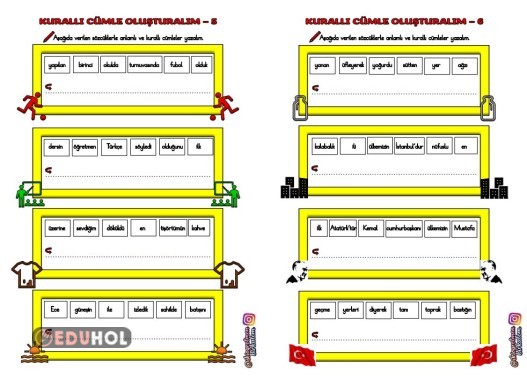 Kurallı Cümle Oluşturma - 6 Sayfa - Kolaydan Zora