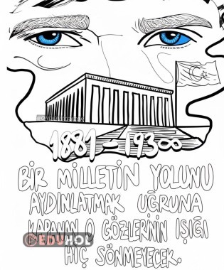 10 Kasım Atatürk Boyama Sayfaları