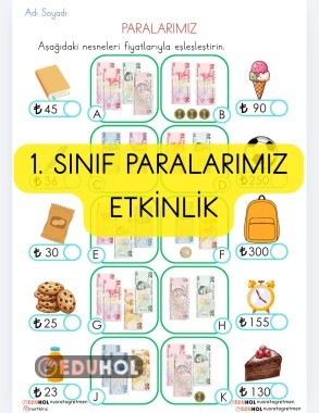 1. SINIF PARALARIMIZ ETKİNLİK  2