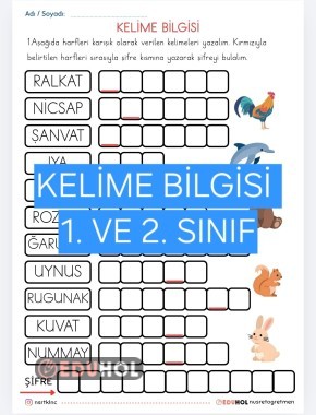 KELİME BİLGİSİ 1. VE 2. SINIF - HAYVANLAR