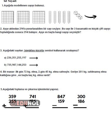 3.sınıf  matematik mini hatırlama