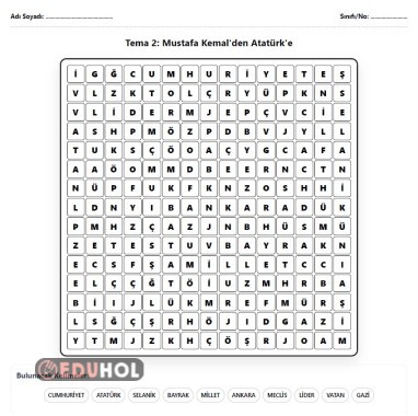 Türkçe - Tema 2: Mustafa Kemal'den Atatürk'e