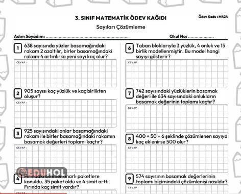Sayıları çözümleme etkinlik kağıdı