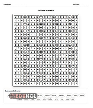 SEBZELER KELİME BULMACA