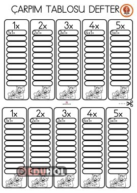 Çarpım Tablosu Defter Çalışması