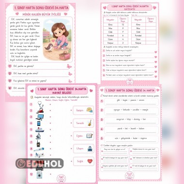 1. Sınıf – 34. Hafta Ödev Çalışmaları