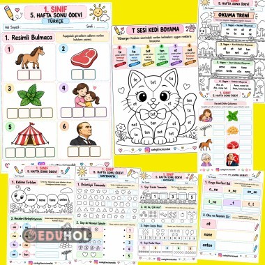 📚✨ 1. SINIF | 5. HAFTA EĞLENCELİ HAFTA SONU ÖDEVİ 🎒🌸