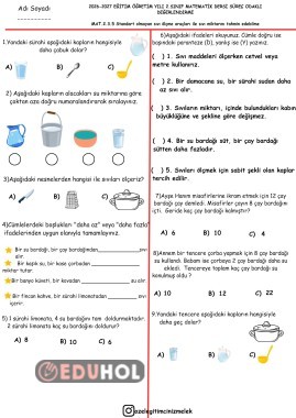 2. SINIF MATEMATİk SIVILARI ÖLÇME ÇALIŞMA KAĞIDI