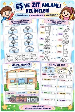 2. Sınıf Türkçe – Eş ve Zıt Anlamlı Kelimeler |