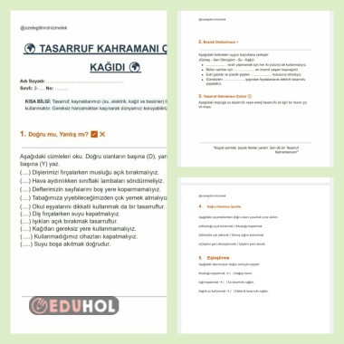 2. Tasarruf Kahramanı çalışma kağıdı