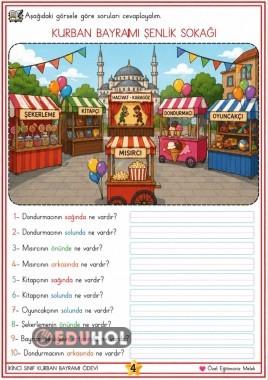 2.Sınıf Matematik Kurban Bayramı Temalı Yer Yön Bulma