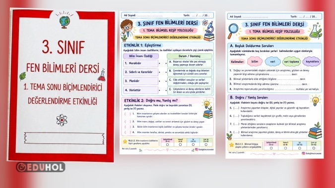 3. Sınıf Fen Bilimleri 1. Tema Biçimlendirici Değerlendirme Etkinliği | Bilimsel Keşif Yolculuğu