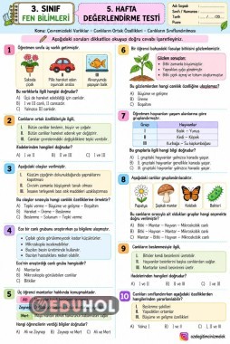 3. SINIF FEN BİLİMLERİ CANLILARIN DÜNYASI DEĞERLENDİRME