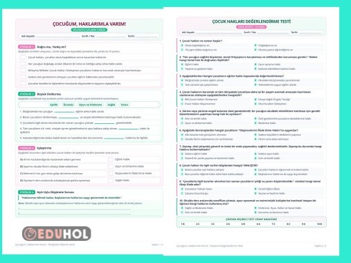 3. Sınıf Hayat Bilgisi – Çocuk Haklarını Tanıyalım Çalışma Kağıdı