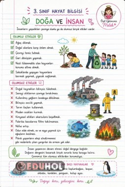 3.SINIF HAYAT BİLGİSİ DOĞA VE İNSAN DEFTER NOTU