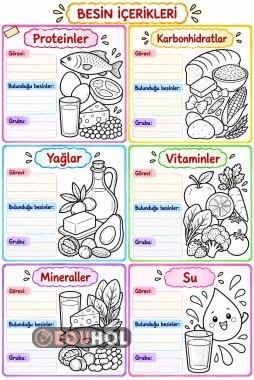 4. SINIF BESİN İÇERİKLERİ ÇALIŞMA SAYFASI