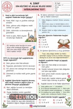 4. SINIF Din KÜLTÜRÜ ÇALIŞMA KAĞIDI