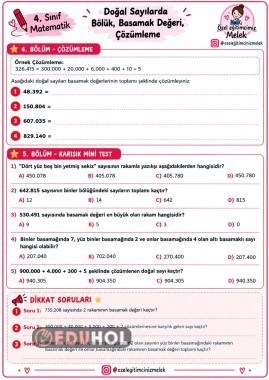 4. Sınıf Matematik – Doğal Sayılar: Basamak Değeri ve Çözümleme Çalışma Kâğıdı