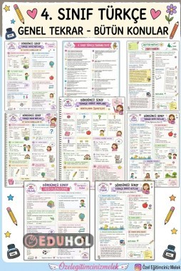 4. sınıf Türkçe genel tekrar için kapsamlı defter notları ve testler
