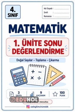 4 SINIF MATEMATİK 1 ÜNİTE SONU DEĞERLENDİRME