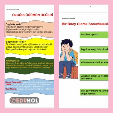 4.SINIF SOSYAL BİLGİLER ÖZGÜRLÜK VE BAĞIMSIZLIK DEFTER NOTU