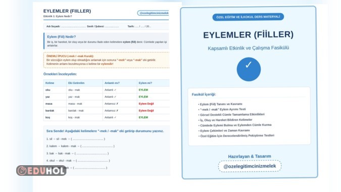 Eylemlerle İlgili Eğlenceli Etkinlik