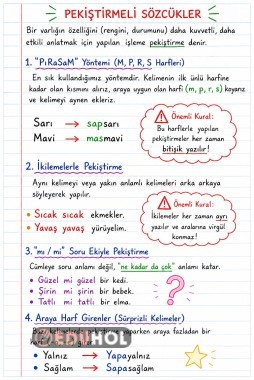 PEKİŞTİRMELİ SÖZCÜKLER (4. SINIF)  interaktif defter notu