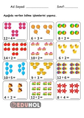 Görsellerle Desteklenmiş Bölme İşlemi Çalışma Sayfası