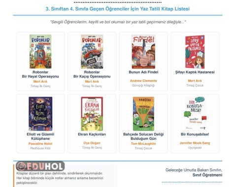 3.sınıfa geçen öğrenciler için kitap listesi