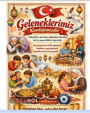 5.sınıf Türkçe dersi Geleneklerimiz Teması Pano afişleri