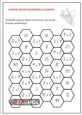 Eşleştirmeli  boyamalı çarpma işlemi