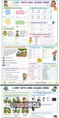 Hayat Bilgisi Fen bilimleri,matematik ve Türkçe derslerinden 2 sayfalık hafta sonu ev görevi