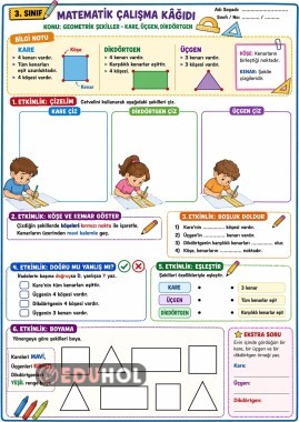 Kare üçgen dikdörtgen çalışma kağıdı