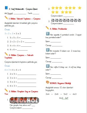 Matematik çarpma işlemi etkinlileri