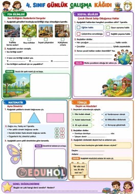 tüm dersler çalışma kağıdı