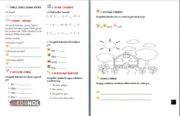 Türkçe okuma anlama noktalama işarteleri hecelerine ayırma