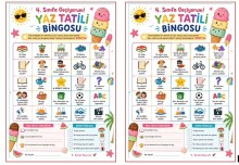 Yaz tatili için a5 boyutunda bingo görevetkinliği